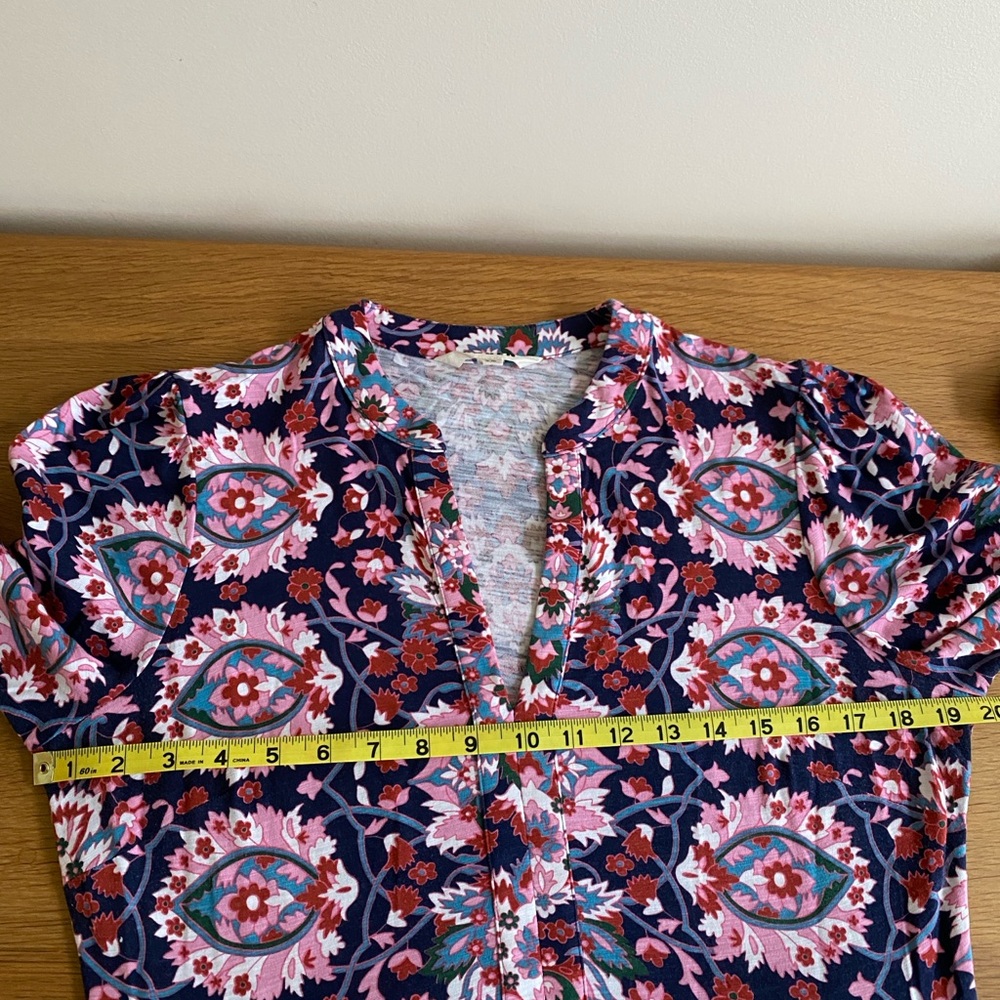 Boden Floral Jersey Midi Dress 10L | Long Sleeve V-Neck | Cotton TENCEL - Picture 9 of 11